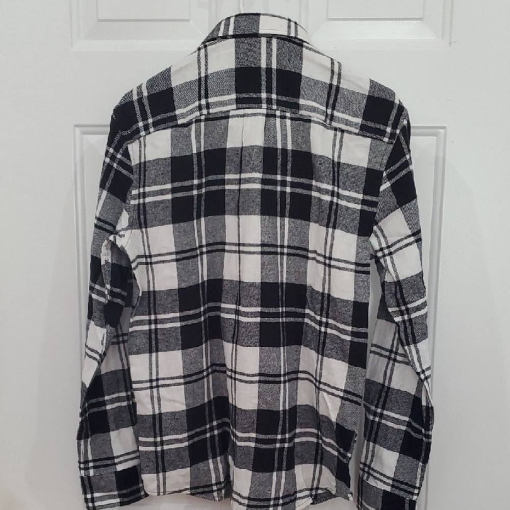 Lands' End Flannel Nwt Black and White Checkered Men's Shirt - Picture 7 of 11